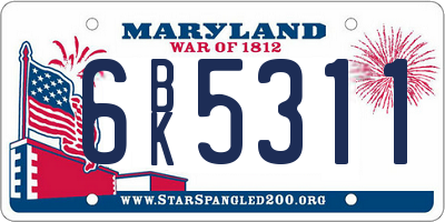 MD license plate 6BK5311