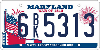 MD license plate 6BK5313