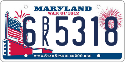 MD license plate 6BK5318