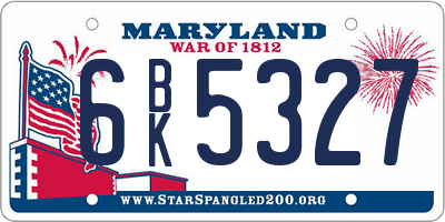 MD license plate 6BK5327