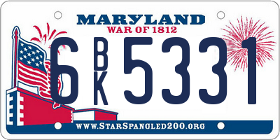 MD license plate 6BK5331