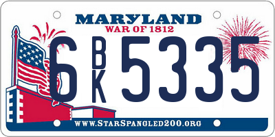 MD license plate 6BK5335