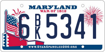 MD license plate 6BK5341