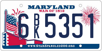 MD license plate 6BK5351