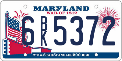MD license plate 6BK5372