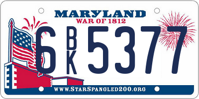 MD license plate 6BK5377