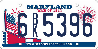 MD license plate 6BK5396
