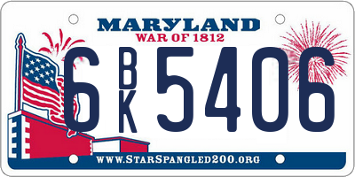 MD license plate 6BK5406