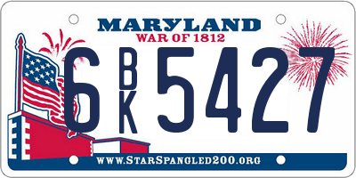 MD license plate 6BK5427