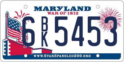 MD license plate 6BK5453