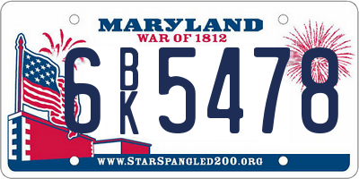 MD license plate 6BK5478