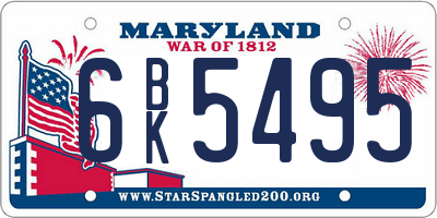 MD license plate 6BK5495