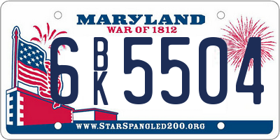 MD license plate 6BK5504