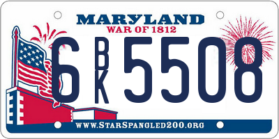MD license plate 6BK5508