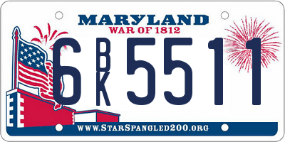 MD license plate 6BK5511