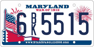 MD license plate 6BK5515