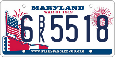 MD license plate 6BK5518