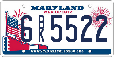 MD license plate 6BK5522