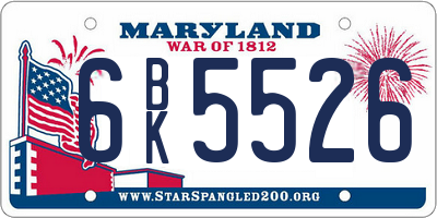 MD license plate 6BK5526