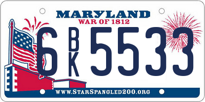 MD license plate 6BK5533