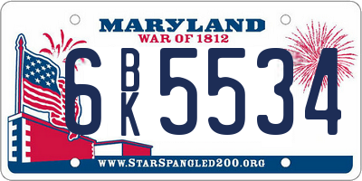 MD license plate 6BK5534