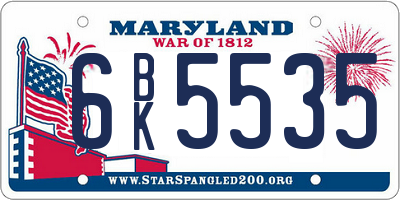MD license plate 6BK5535