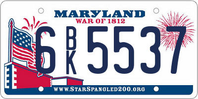 MD license plate 6BK5537