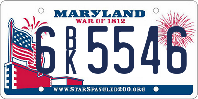 MD license plate 6BK5546