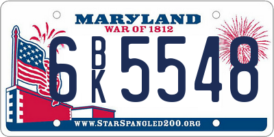 MD license plate 6BK5548
