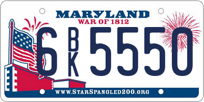 MD license plate 6BK5550