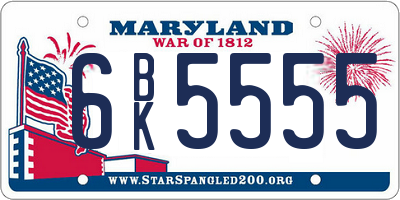 MD license plate 6BK5555