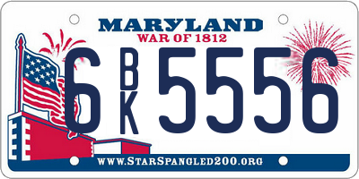 MD license plate 6BK5556