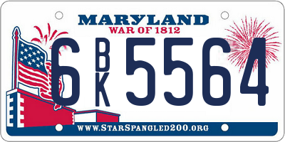 MD license plate 6BK5564
