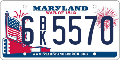 MD license plate 6BK5570