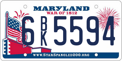 MD license plate 6BK5594