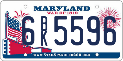 MD license plate 6BK5596
