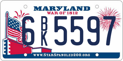 MD license plate 6BK5597