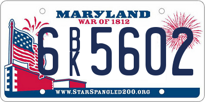 MD license plate 6BK5602