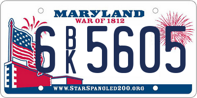 MD license plate 6BK5605