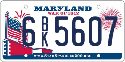 MD license plate 6BK5607