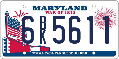 MD license plate 6BK5611
