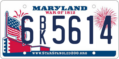MD license plate 6BK5614