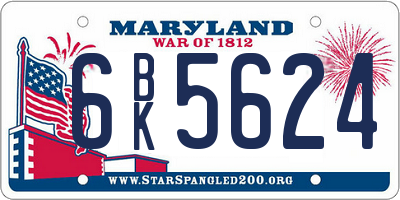 MD license plate 6BK5624