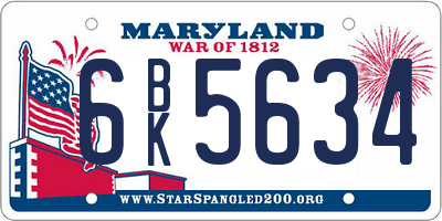 MD license plate 6BK5634