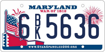 MD license plate 6BK5636