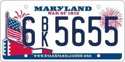 MD license plate 6BK5655