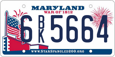 MD license plate 6BK5664