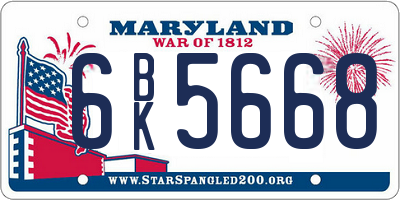 MD license plate 6BK5668