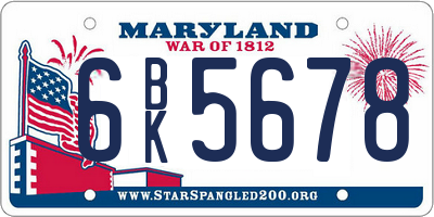 MD license plate 6BK5678