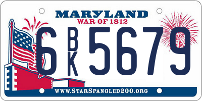 MD license plate 6BK5679